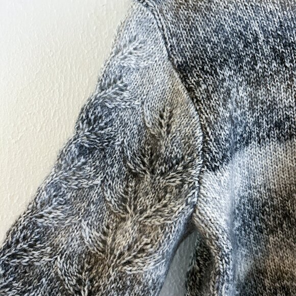 VINTAGE Knit Wool Lace Yoke Sweater Scandinavian/Icelandic Style Grey Pullover - Picture 3 of 13